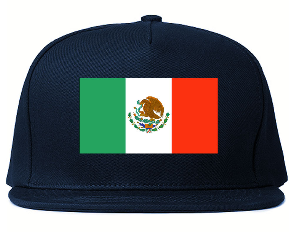 Mexico Flag Country Printed Snapback Hat Cap Navy Blue
