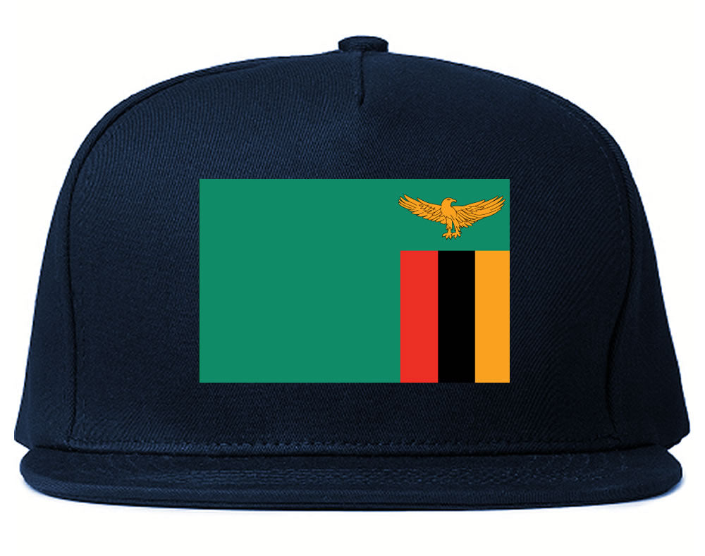 Zambia Flag Country Printed Snapback Hat Cap Navy Blue