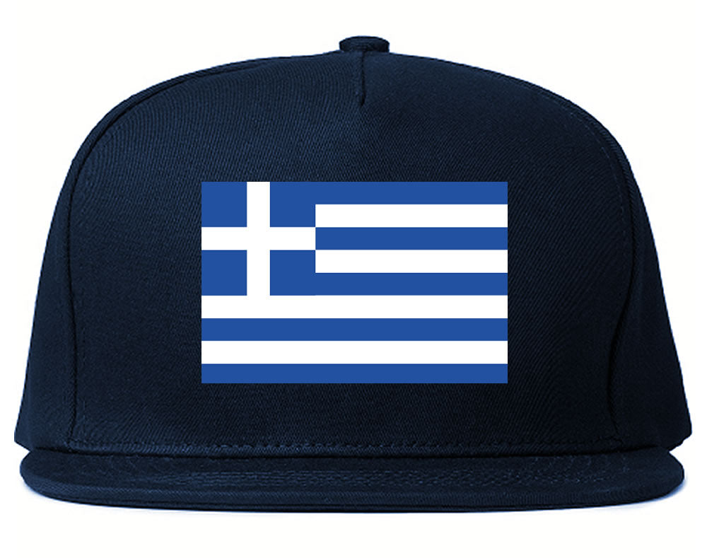 Greece Flag Country Printed Snapback Hat Cap Navy Blue