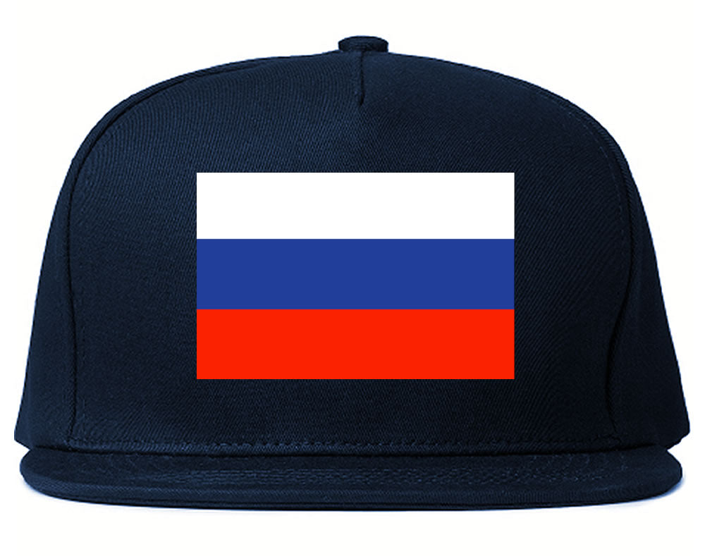 Russia Flag Country Printed Snapback Hat Cap Navy Blue