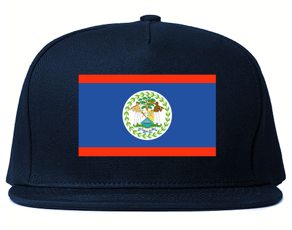 Belize Flag Country Printed Snapback Hat Cap Navy Blue
