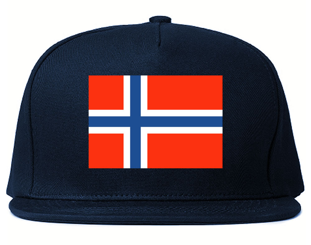 Norway Flag Country Printed Snapback Hat Cap Navy Blue