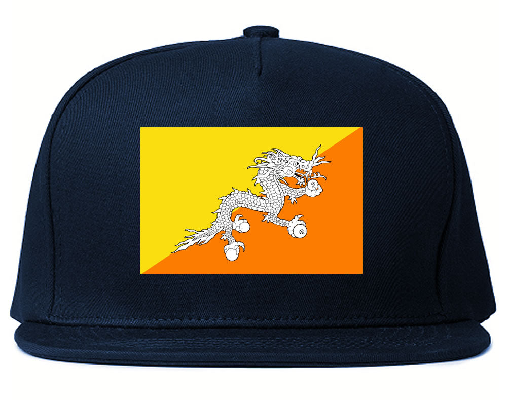 Bhutan Flag Country Printed Snapback Hat Cap Navy Blue