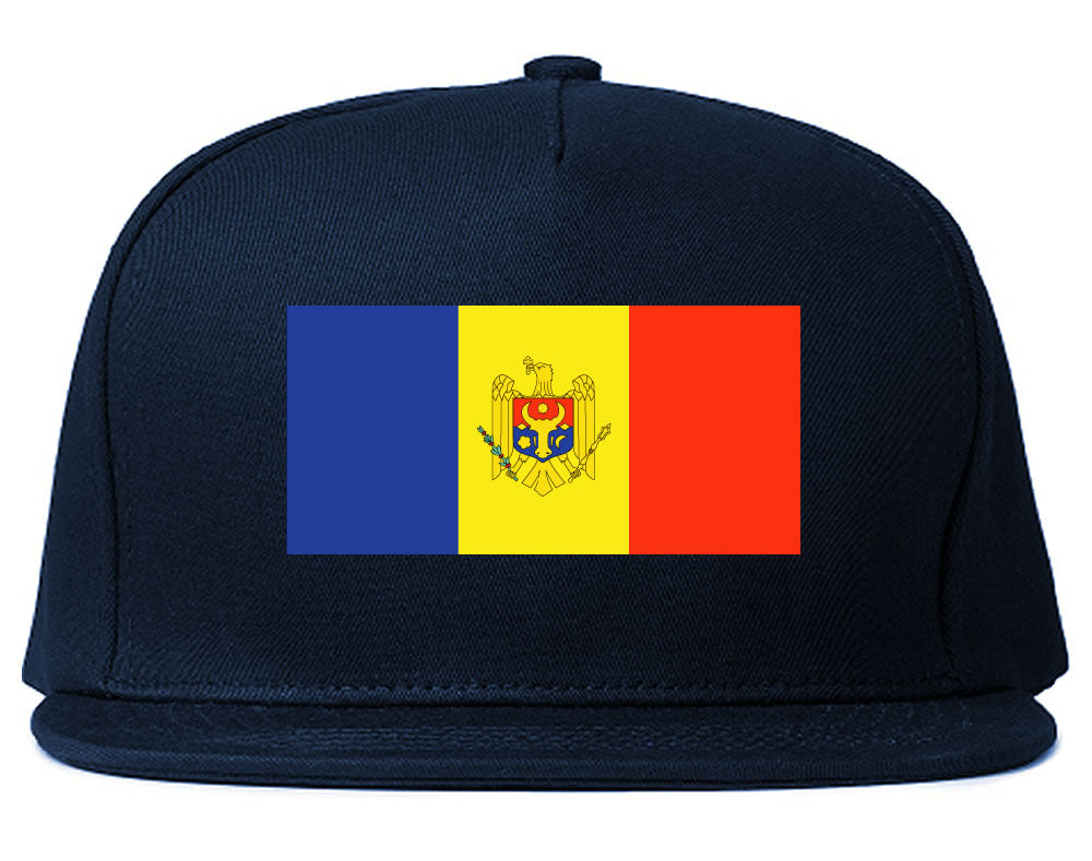 Moldova Flag Country Printed Snapback Hat Cap Navy Blue