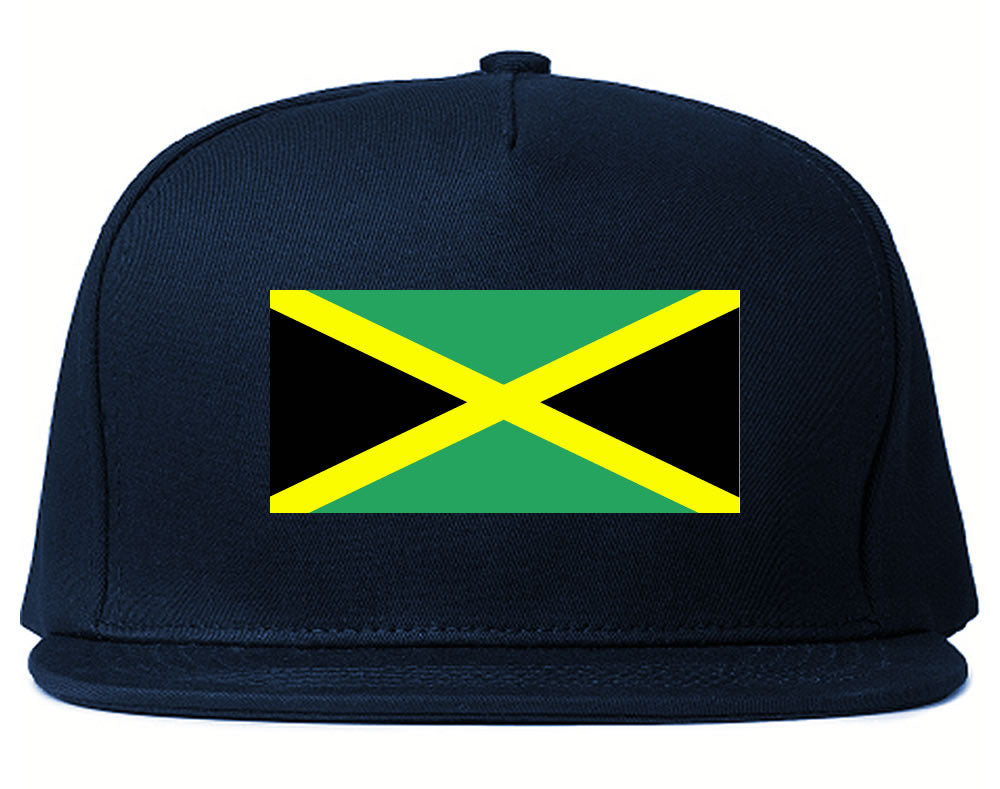 Jamaica Flag Country Printed Snapback Hat Cap Navy Blue