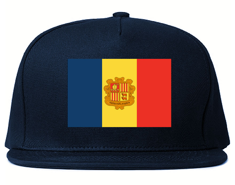 Andorra Flag Country Printed Snapback Hat Cap Navy Blue
