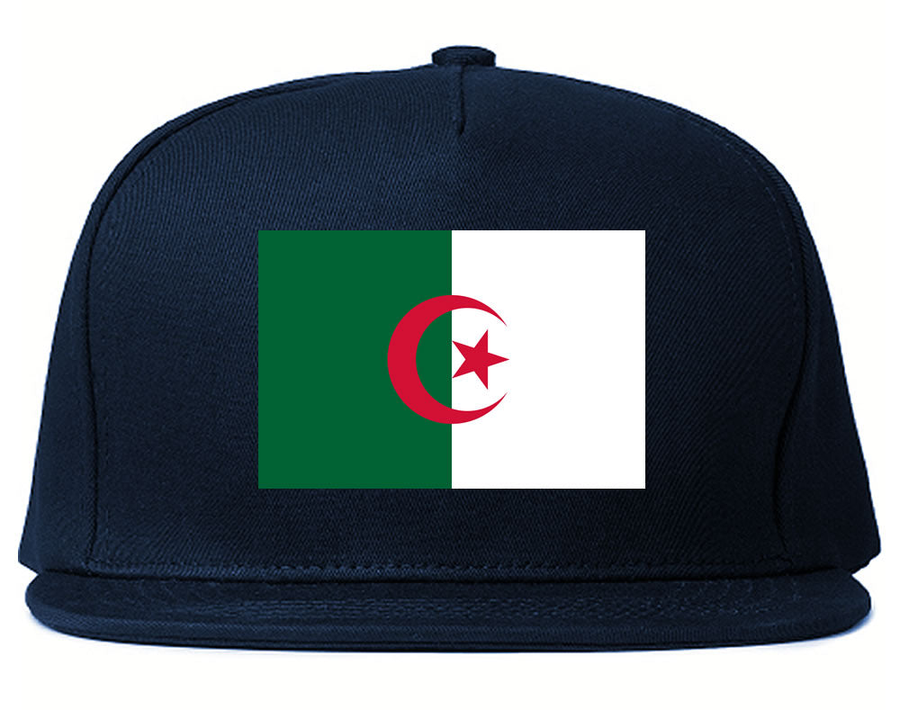 Algeria Flag Country Printed Snapback Hat Cap Navy Blue