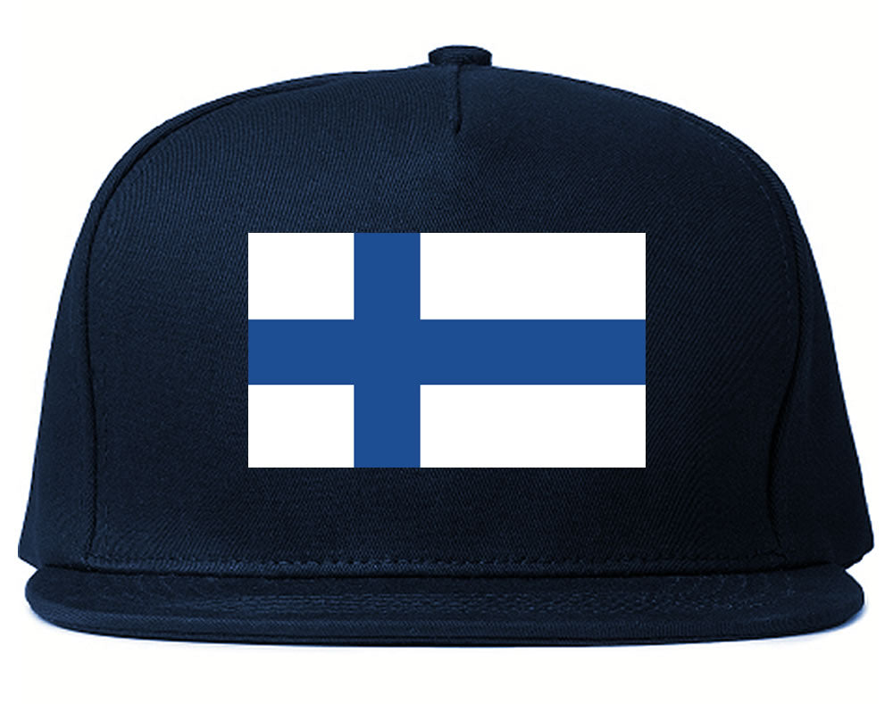 Finland Flag Country Printed Snapback Hat Cap Navy Blue
