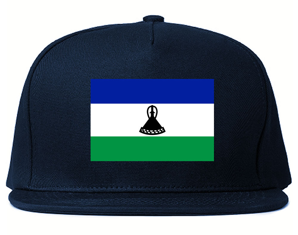 Lesotho Flag Country Printed Snapback Hat Cap Navy Blue