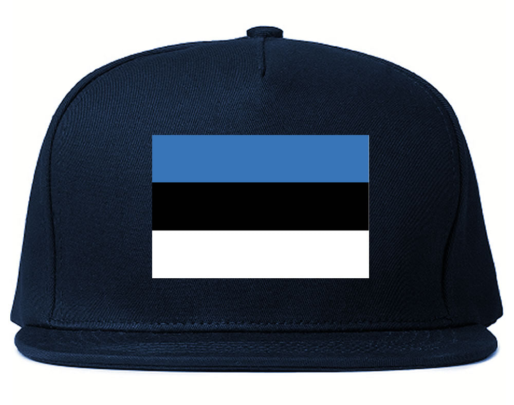 Estonia Flag Country Printed Snapback Hat Cap Navy Blue