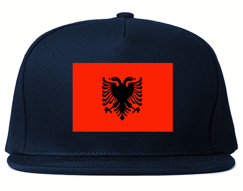 Albania Flag Country Printed Snapback Hat Cap Navy Blue