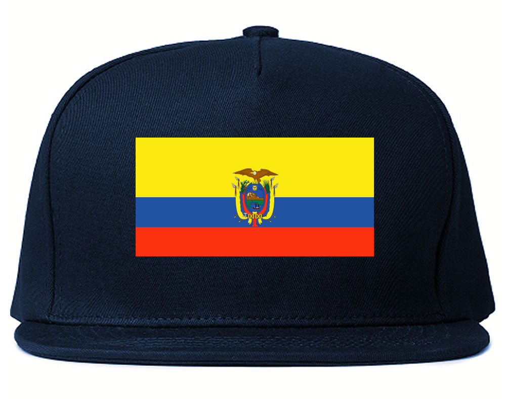 Ecuador Flag Country Printed Snapback Hat Cap Navy Blue