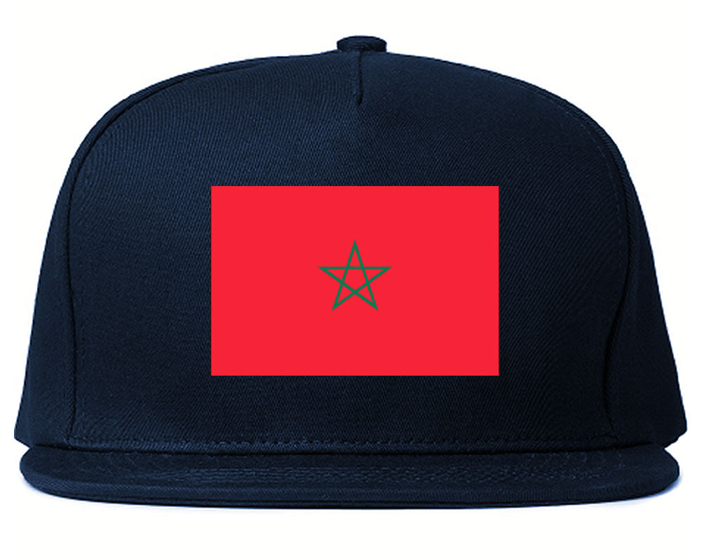 Morocco Flag Country Printed Snapback Hat Cap Navy Blue