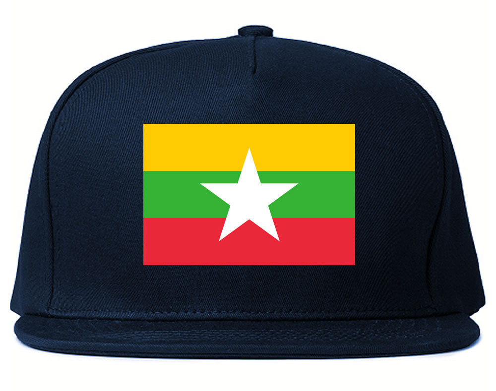 Myanmar Flag Country Printed Snapback Hat Cap Navy Blue