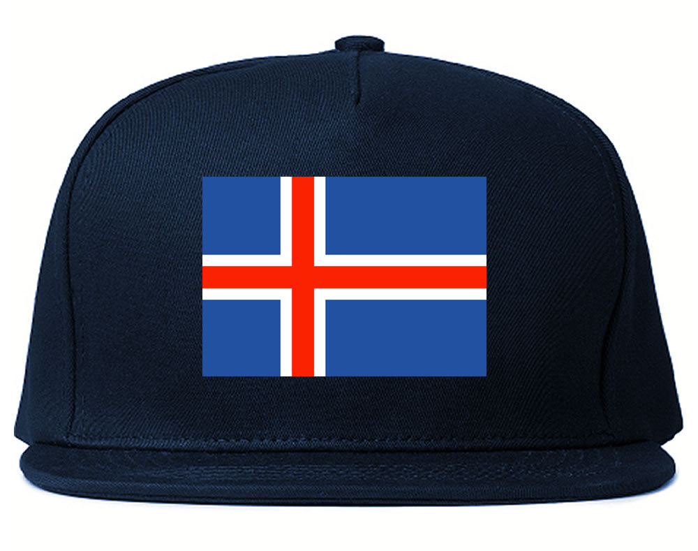 Iceland Flag Country Printed Snapback Hat Cap Navy Blue