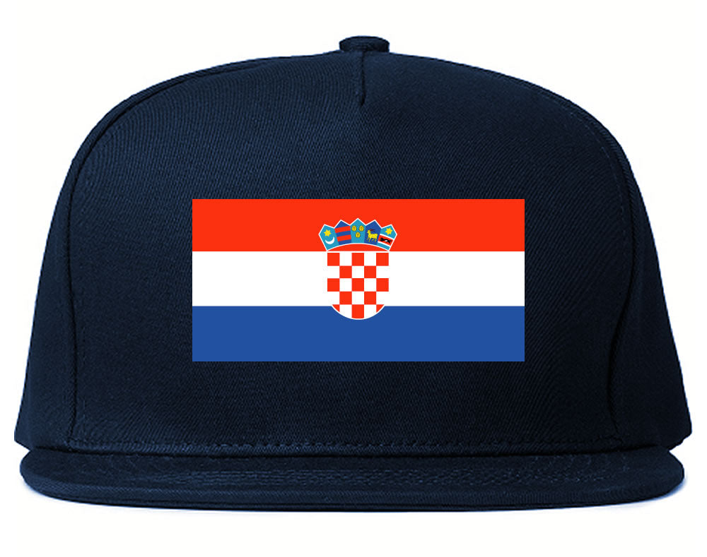 Croatia Flag Country Printed Snapback Hat Cap Navy Blue