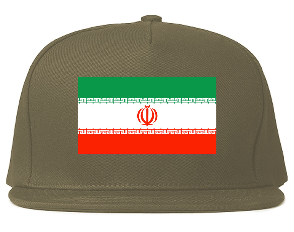 Iran Flag Country Printed Snapback Hat Cap Grey