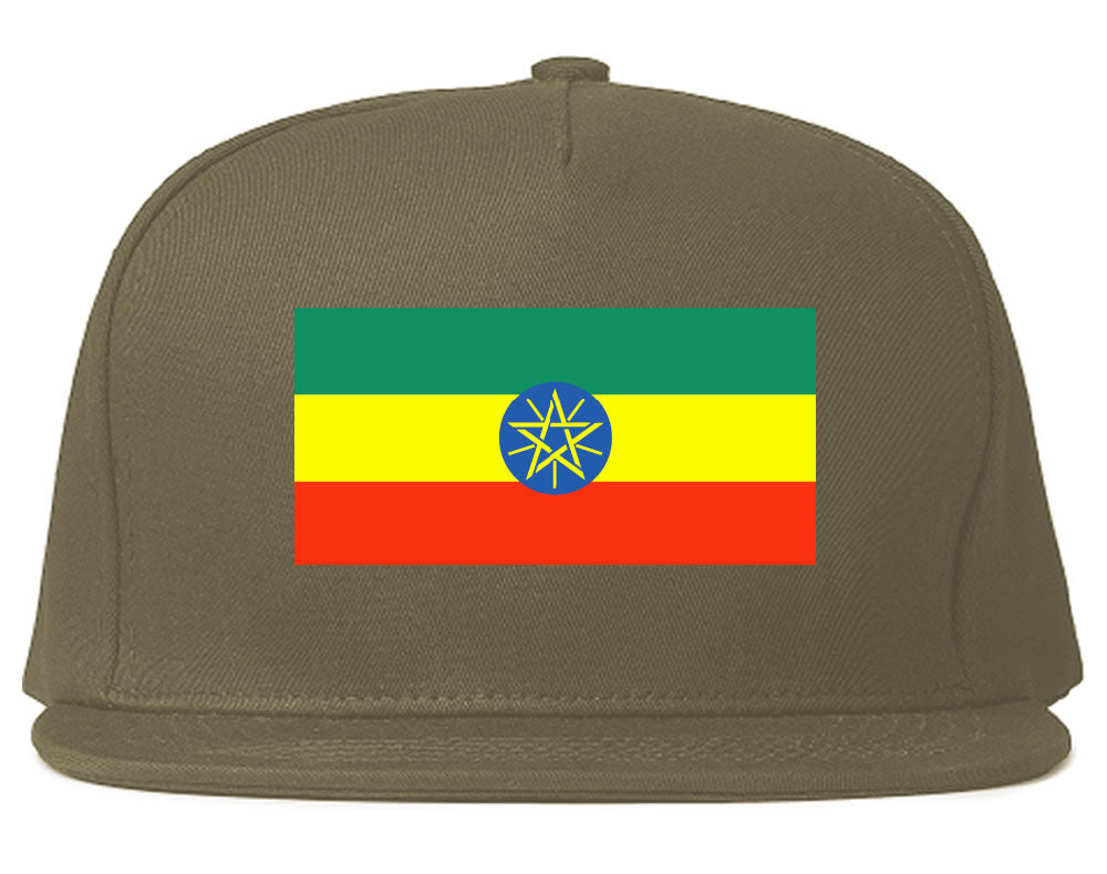 Ethiopia Flag Country Printed Snapback Hat Cap Grey