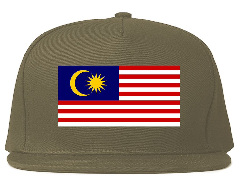 Malaysia Flag Country Printed Snapback Hat Cap Grey