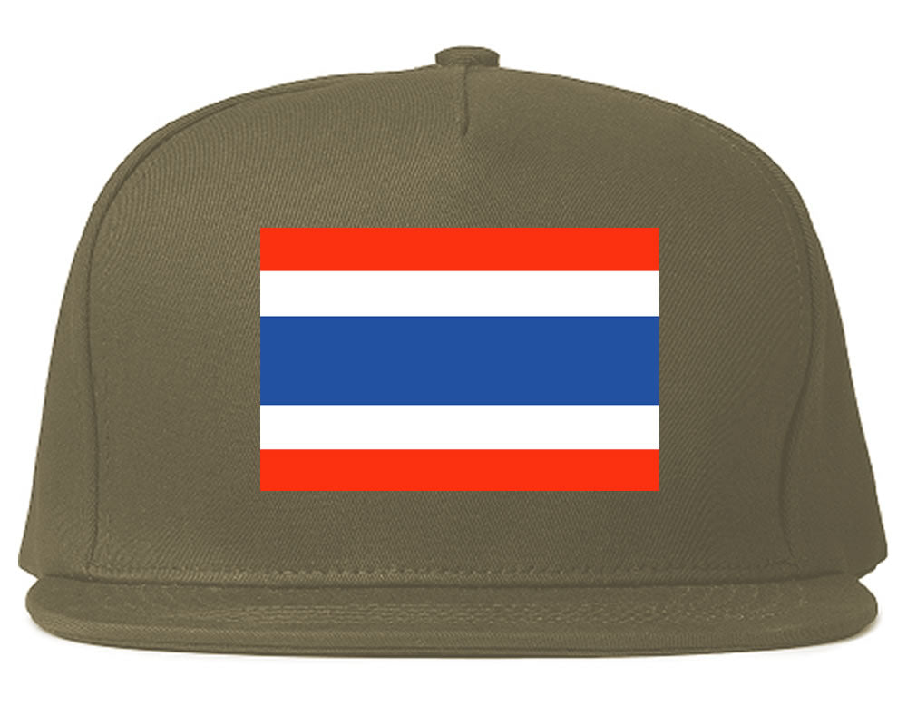 Thailand Flag Country Printed Snapback Hat Cap Grey