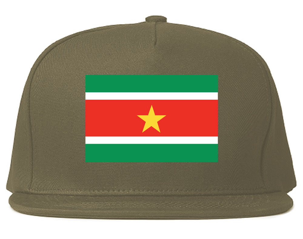 Suriname Flag Country Printed Snapback Hat Cap Grey