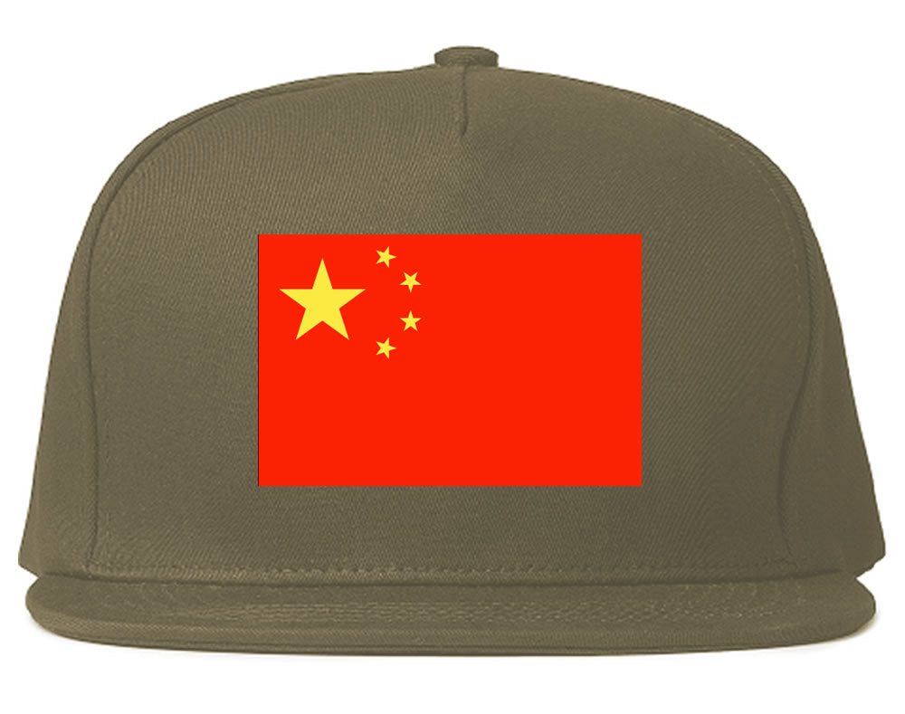 China Flag Country Printed Snapback Hat Cap Grey