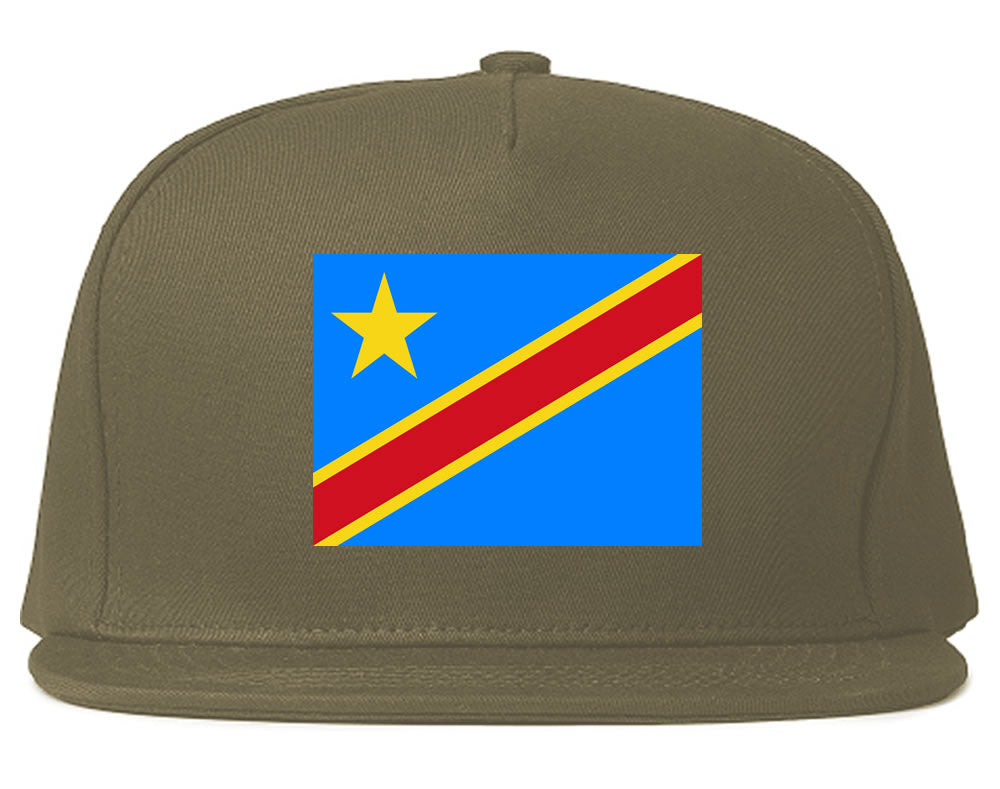 Congo Flag Country Printed Snapback Hat Cap Grey
