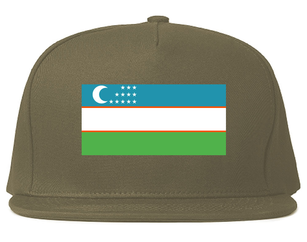 Uzbekistan Flag Country Printed Snapback Hat Cap Grey