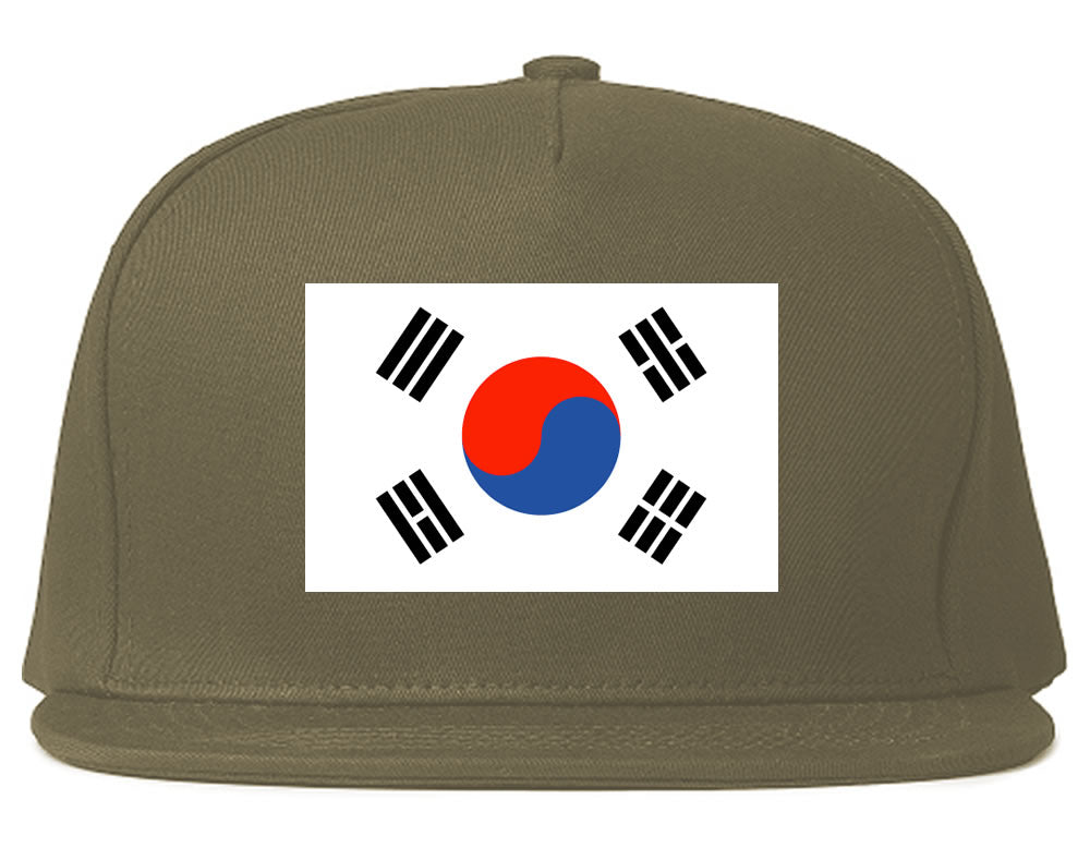 South Korea Flag Country Printed Snapback Hat Cap Grey