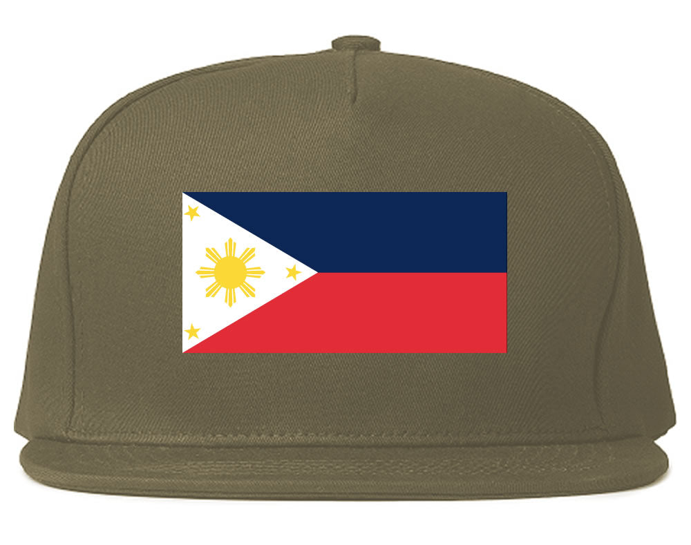 Philippines Flag Country Printed Snapback Hat Cap Grey