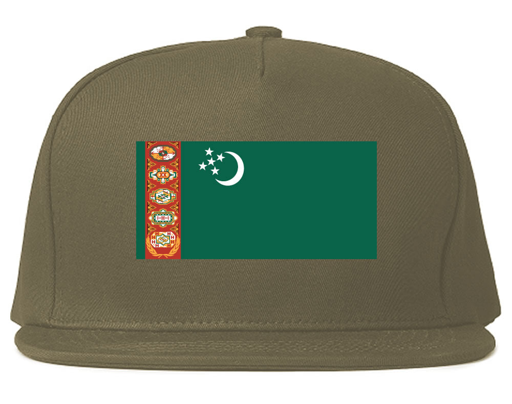 Turkmenistan Flag Country Printed Snapback Hat Cap Grey