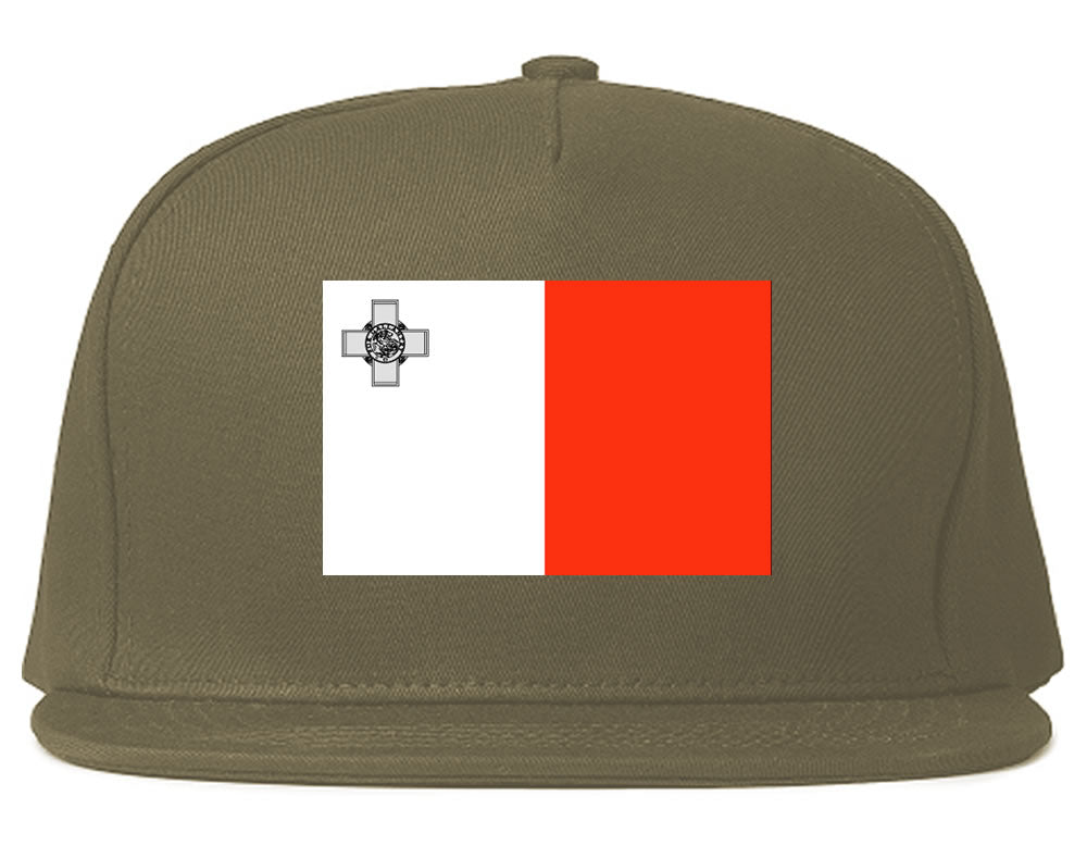 Malta Flag Country Printed Snapback Hat Cap Grey