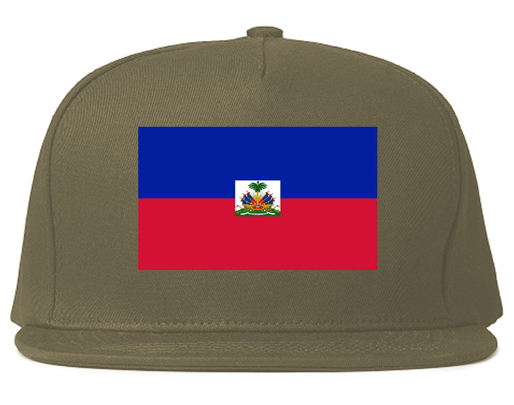 Haiti Flag Country Printed Snapback Hat Cap Grey