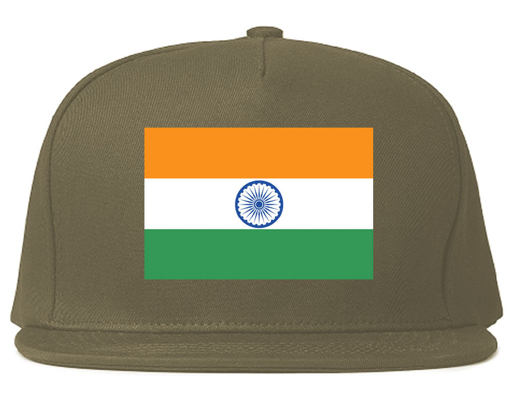 India Flag Country Printed Snapback Hat Cap Grey