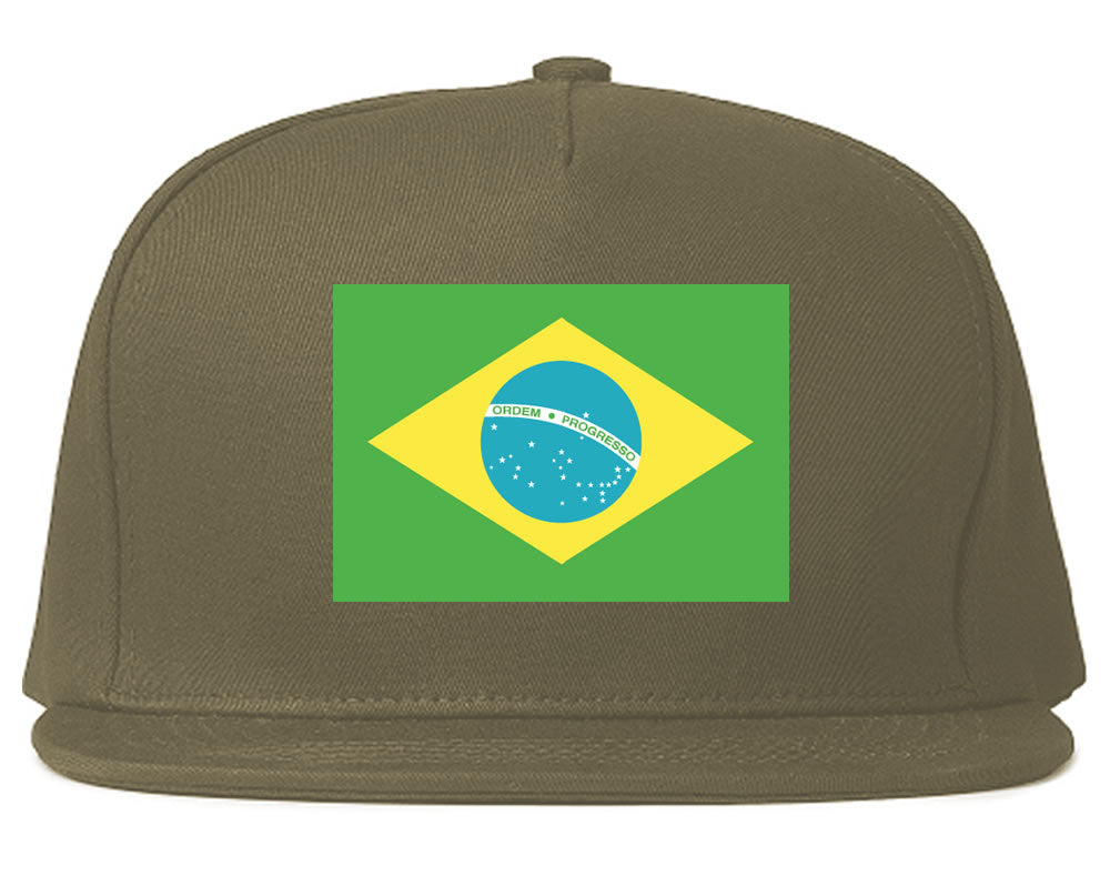 Brazil Flag Country Printed Snapback Hat Cap Grey