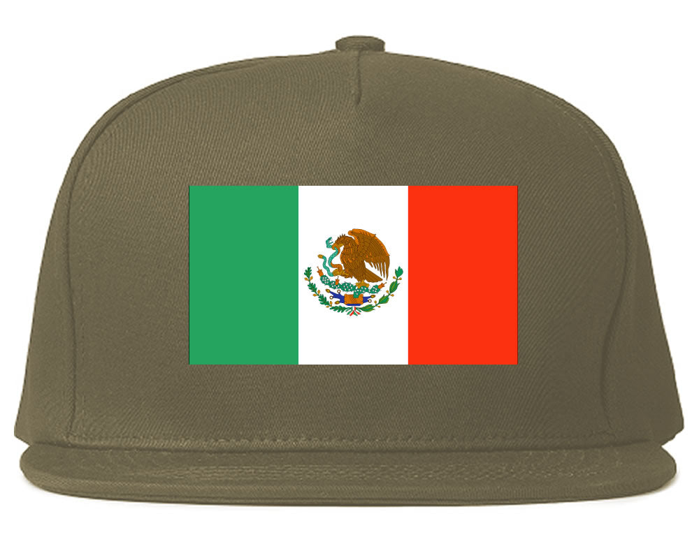 Mexico Flag Country Printed Snapback Hat Cap Grey