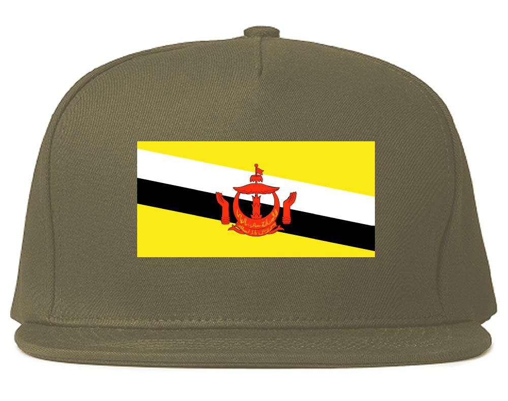 Brunei Flag Country Printed Snapback Hat Cap Grey