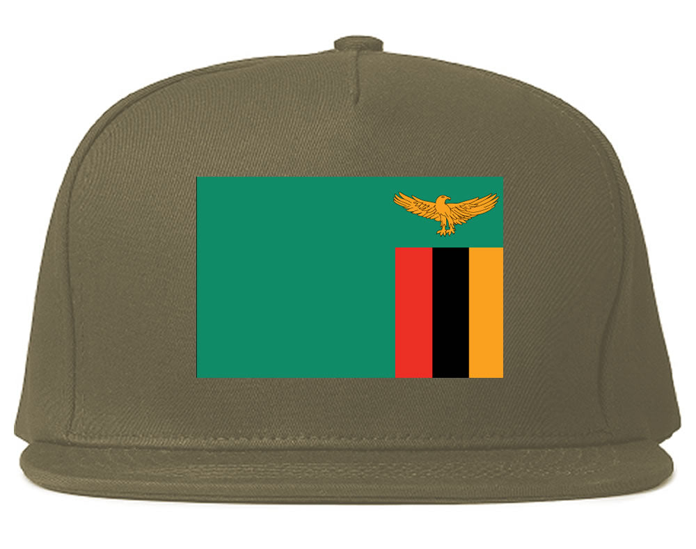 Zambia Flag Country Printed Snapback Hat Cap Grey