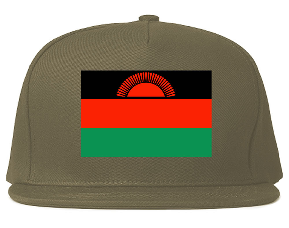 Malawi Flag Country Printed Snapback Hat Cap Grey