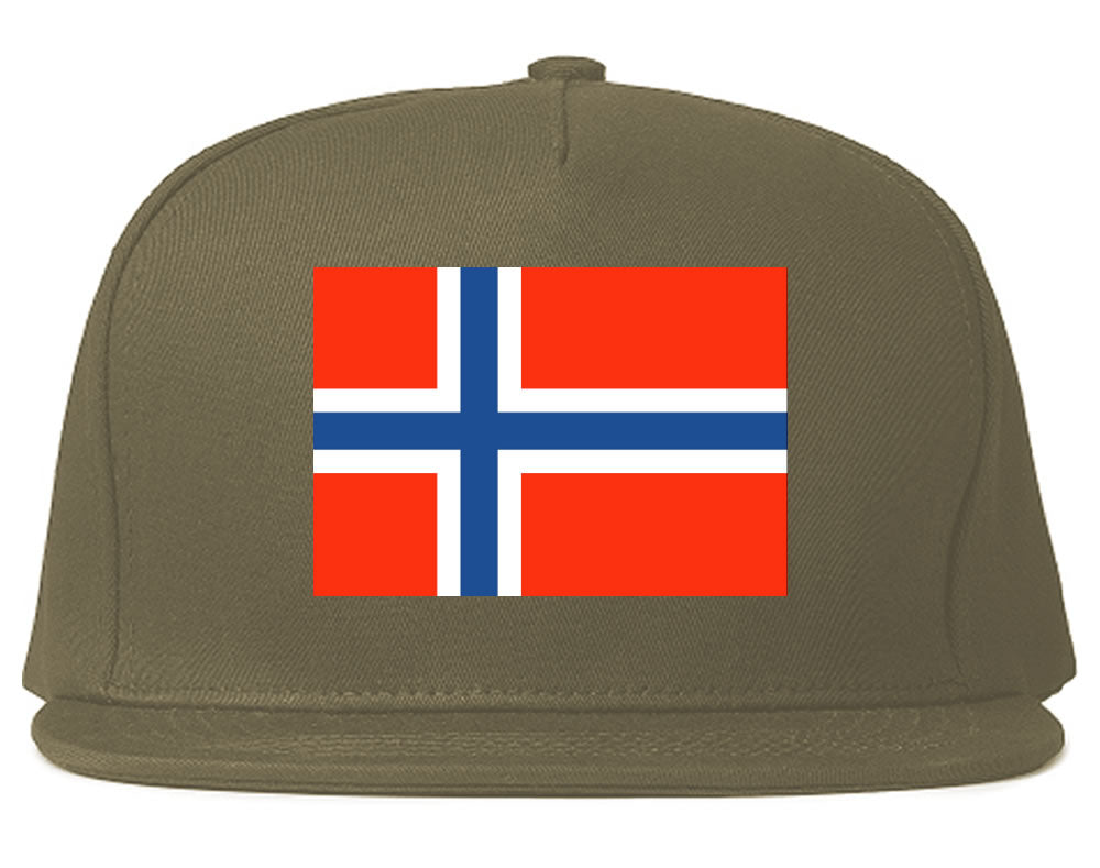 Norway Flag Country Printed Snapback Hat Cap Grey