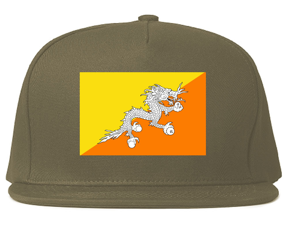 Bhutan Flag Country Printed Snapback Hat Cap Grey