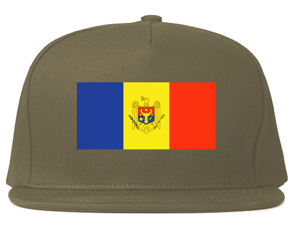 Moldova Flag Country Printed Snapback Hat Cap Grey