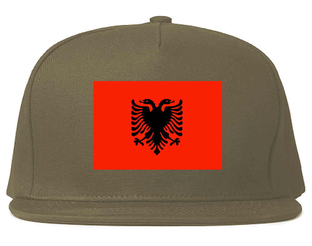 Albania Flag Country Printed Snapback Hat Cap Grey