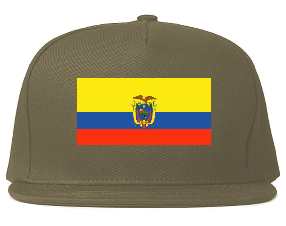 Ecuador Flag Country Printed Snapback Hat Cap Grey