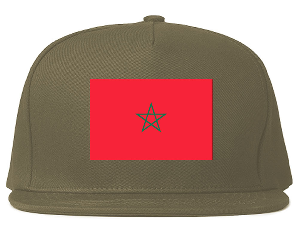 Morocco Flag Country Printed Snapback Hat Cap Grey