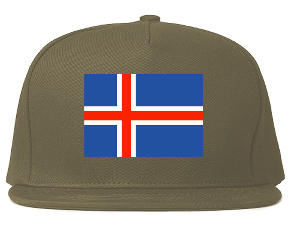 Iceland Flag Country Printed Snapback Hat Cap Grey