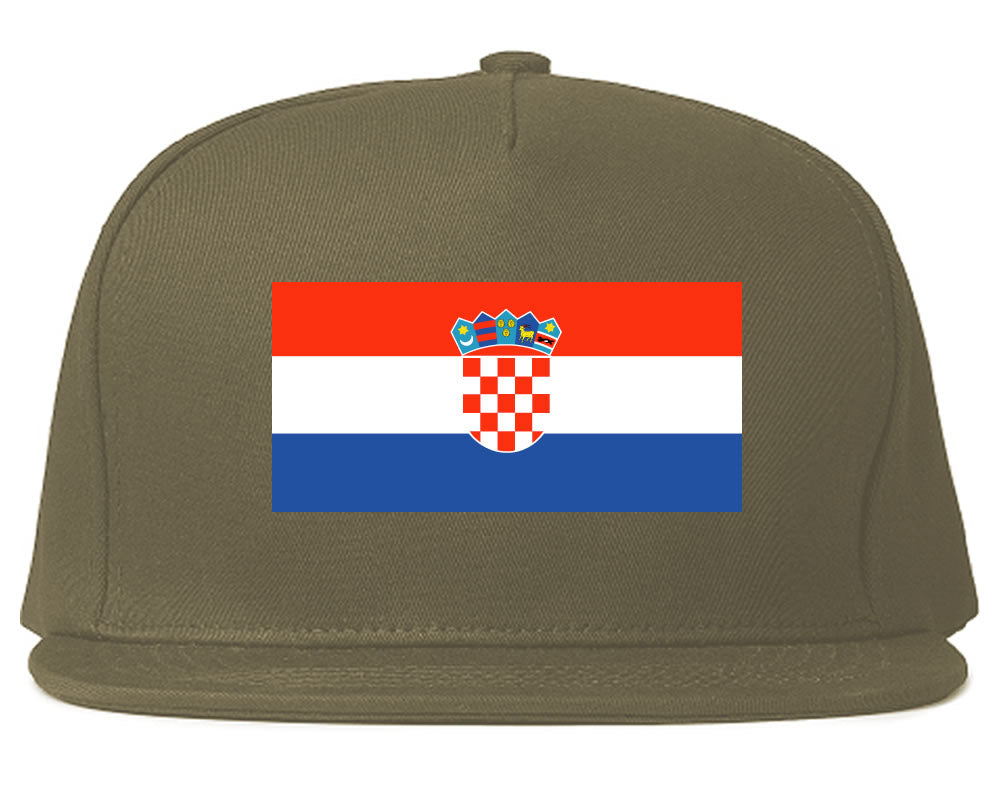 Croatia Flag Country Printed Snapback Hat Cap Grey
