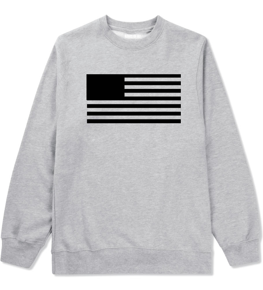 Kings Of NY American Flag Goth Style Crewneck Sweatshirt in Grey