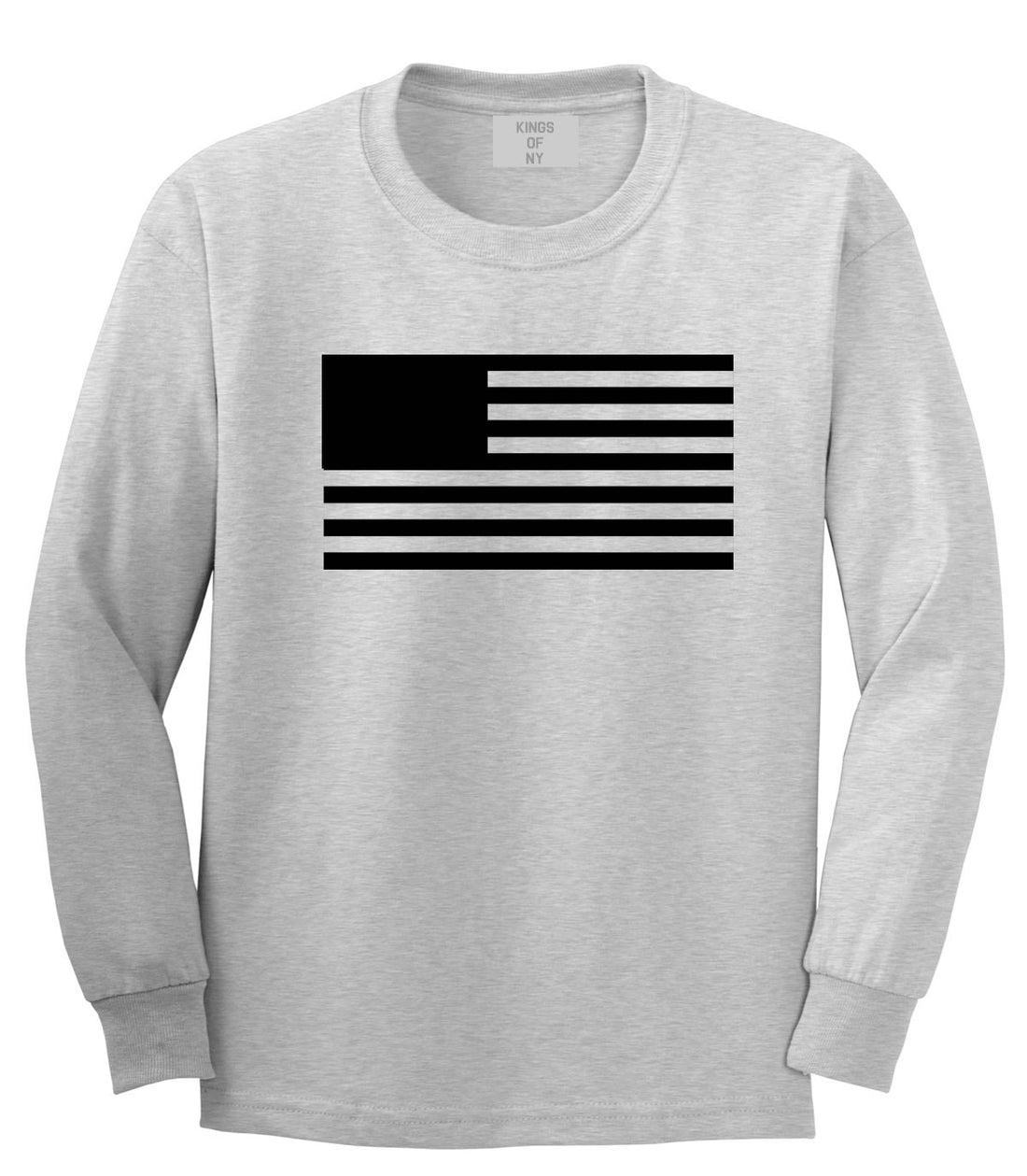 Kings Of NY American Flag Goth Style Long Sleeve T-Shirt in Grey