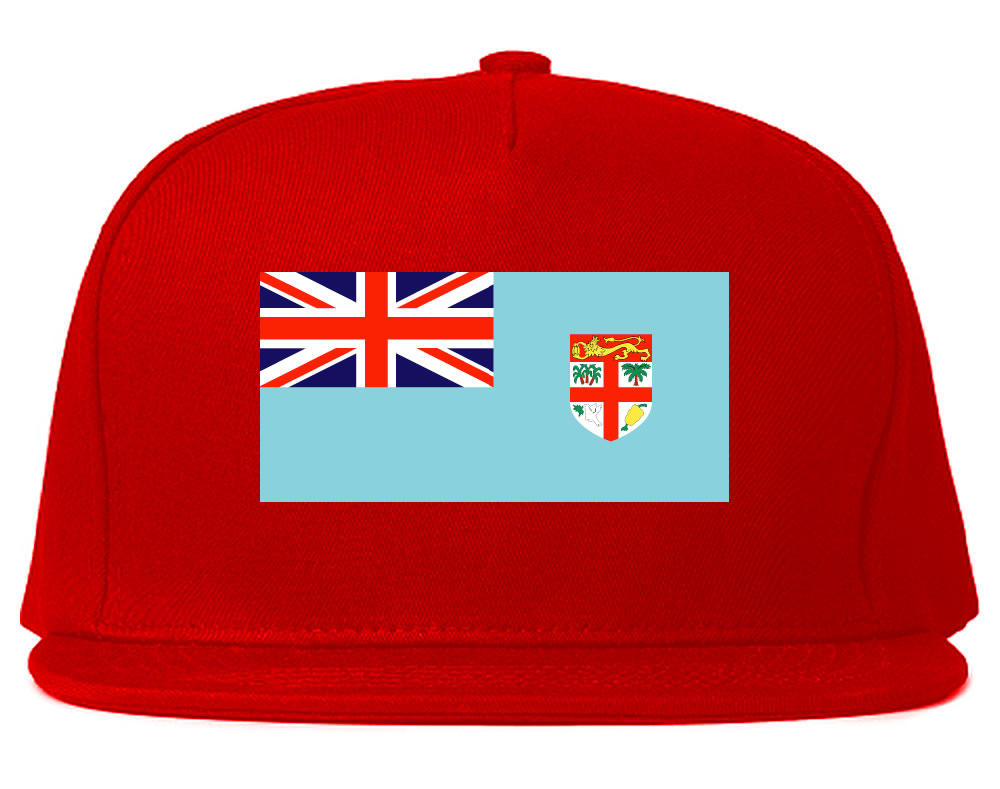 Fiji Flag Country Printed Snapback Hat Cap Red